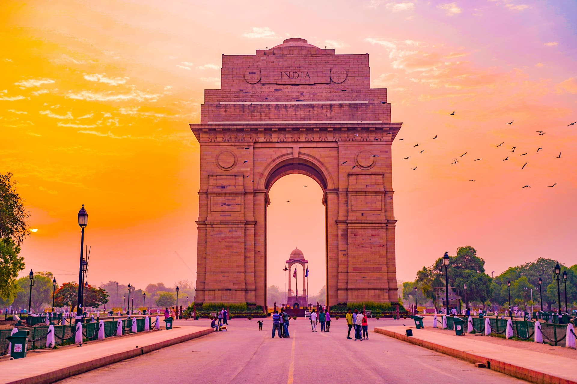 India Gate in New Delhi at sunset